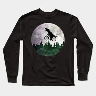 Dinosaur lover cyclist on the moon Long Sleeve T-Shirt